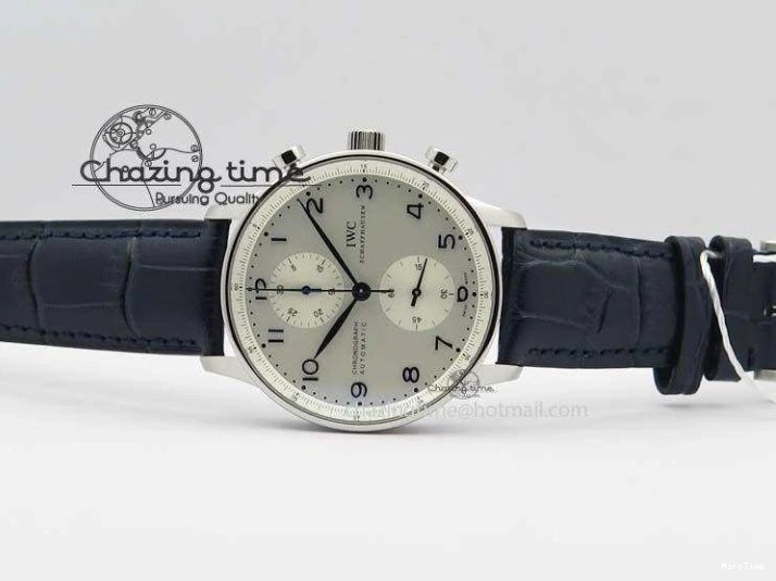 MIROTIME 0424 UrbanStyle Portuguese IW371446 ZF 1:1 Best Edition SS White Dial Blue Markers On Blue Leather Strap  A79350 V 7270